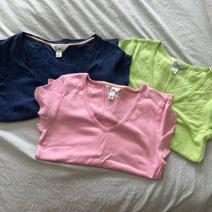 Three colorful Lilly Pulitzer t-shirts. $10 separately or $30 for all three